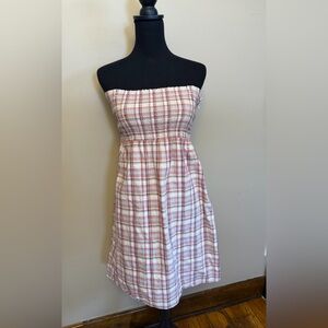 100% Cotton LOFT Red and White Strapless Dress